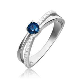 Кольцо из белого золота с сапфиром и бриллиантами 01-0408-00-105-1120-30