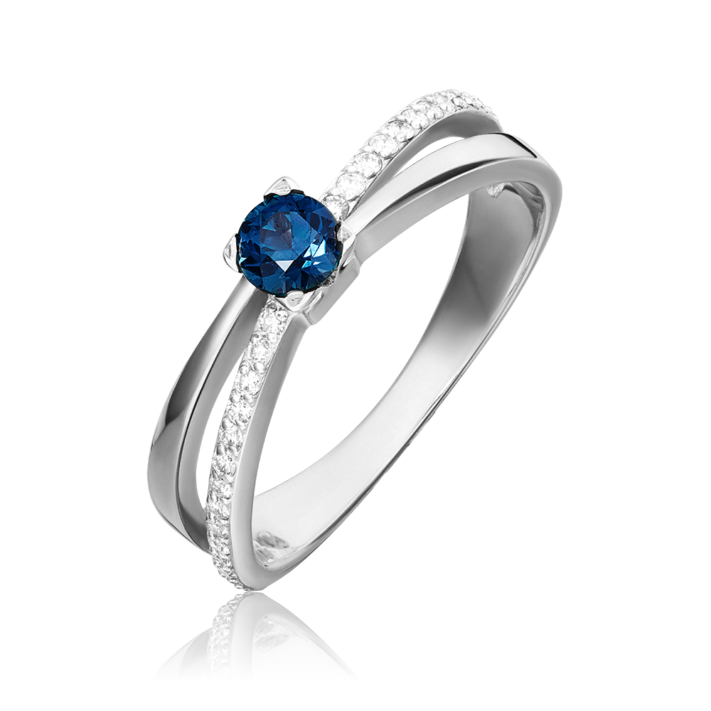Кольцо из белого золота с сапфиром и бриллиантами 01-0408-00-105-1120-30