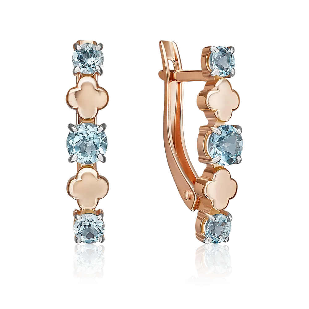 Серьги с английским замком из красного золота с топазами 02-5406-00-201-1110