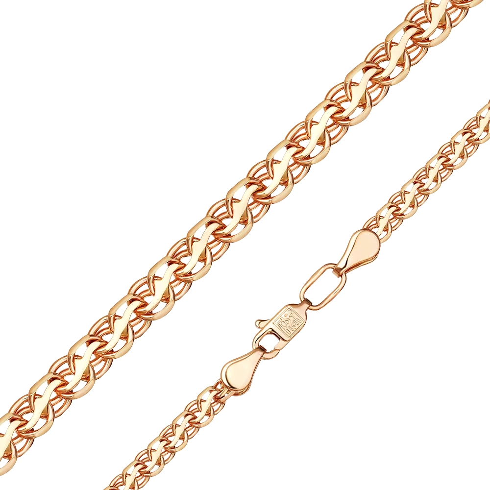 Цепь из красного золота с алмазной гранью (плетение «Гарибальди») 21-4235-060-1110-19