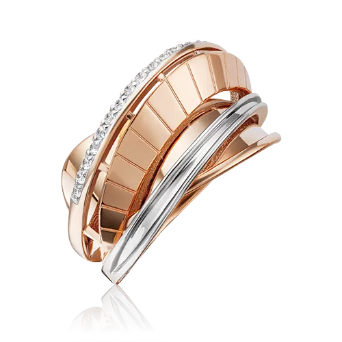 Кольцо из красного золота с фианитами 01-5247-00-401-1110-48