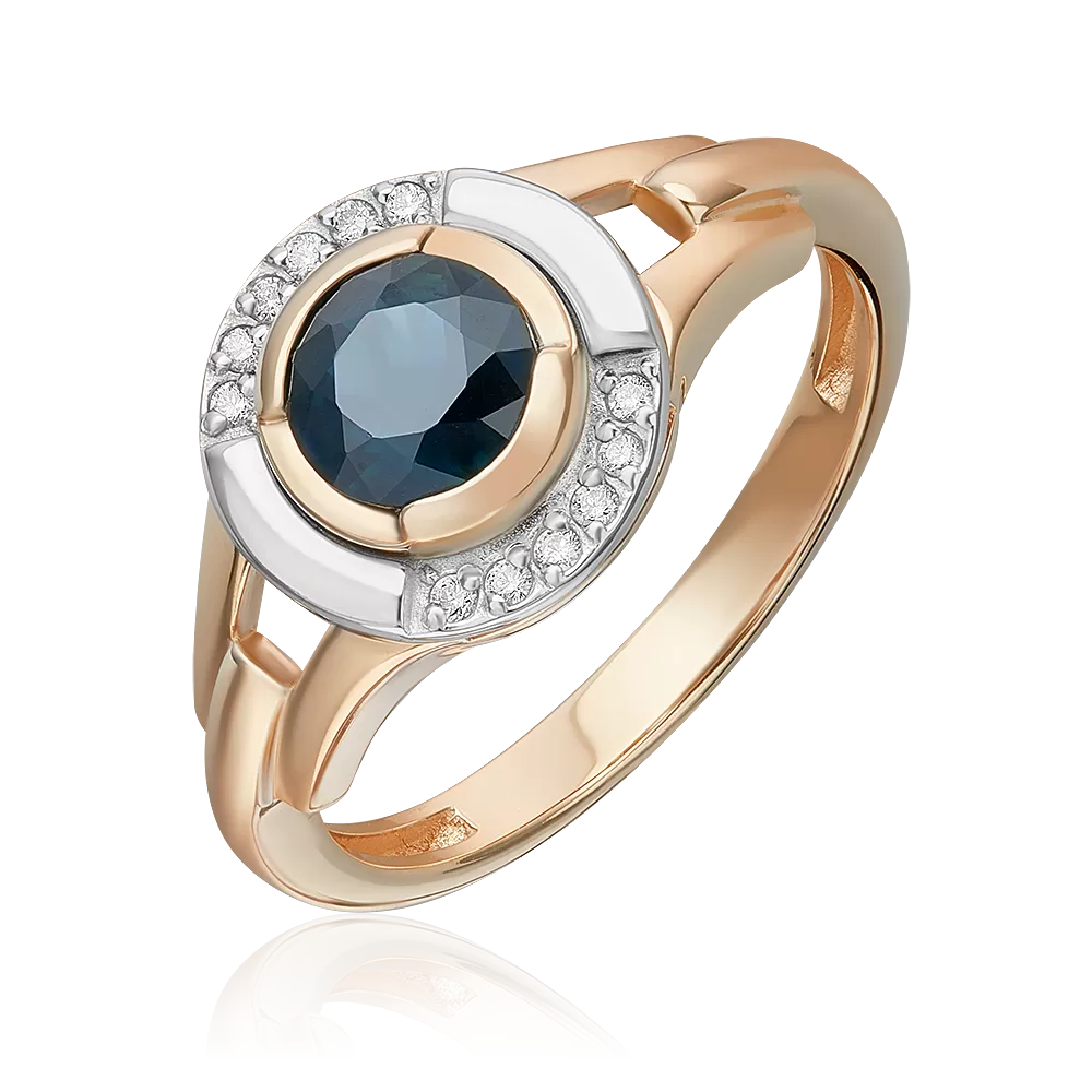 Кольцо из комбинированного золота с сапфиром и бриллиантами 01-5735-00-105-1111