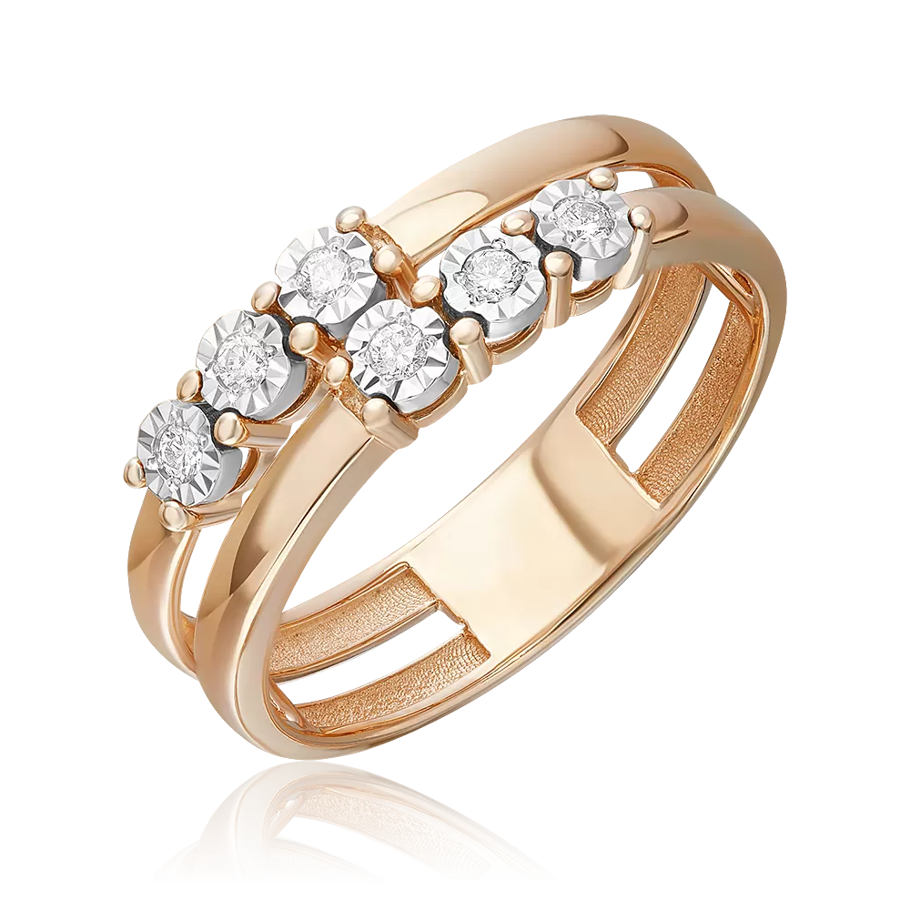 Кольцо из комбинированного золота с бриллиантами 01-5770-00-101-1111