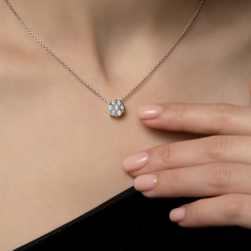 Подвеска-бегунок из белого золота с бриллиантами 03-3462-00-101-1120