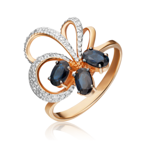 Кольцо из красного золота с сапфирами и бриллиантами 01-1370-00-105-1110-30