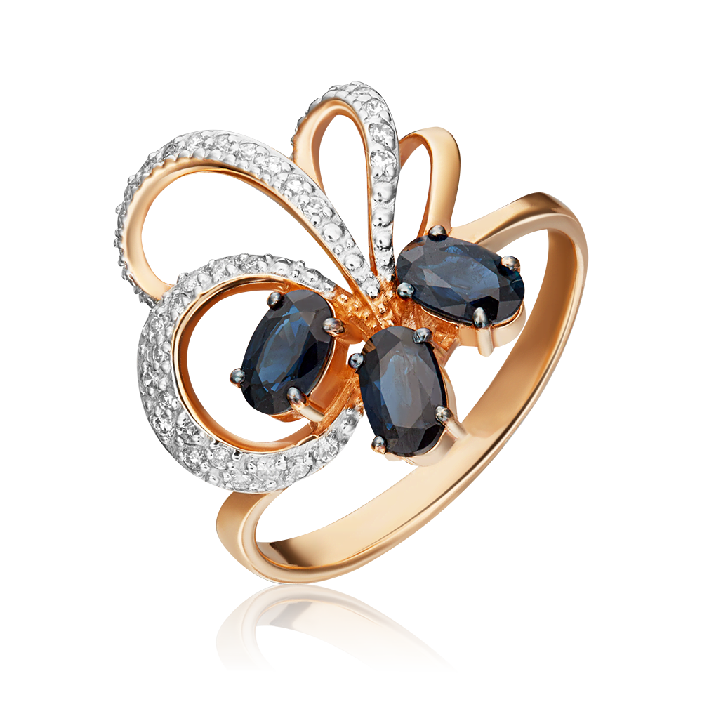 Кольцо из красного золота с сапфирами и бриллиантами 01-1370-00-105-1110-30