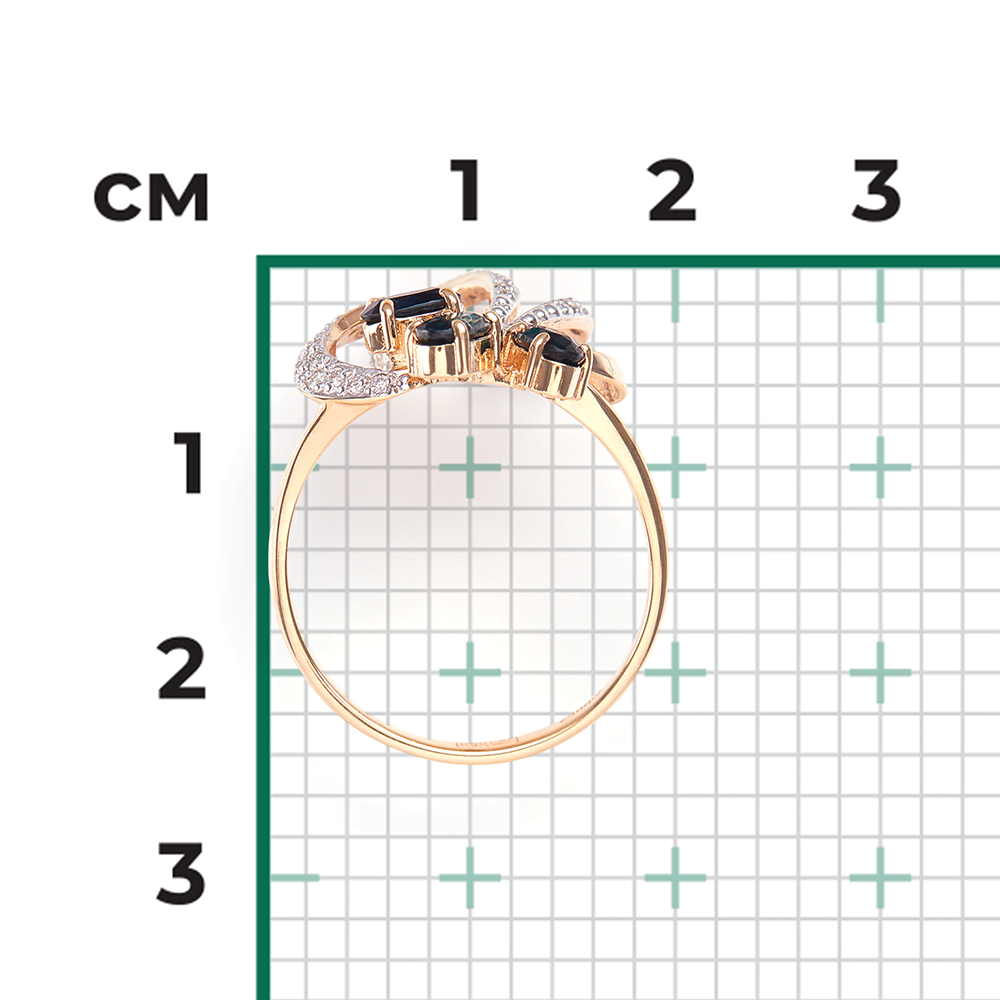 Кольцо из красного золота с сапфирами и бриллиантами 01-1370-00-105-1110-30