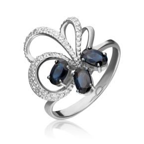 Кольцо из белого золота с сапфирами и бриллиантами 01-1371-00-105-1120-30