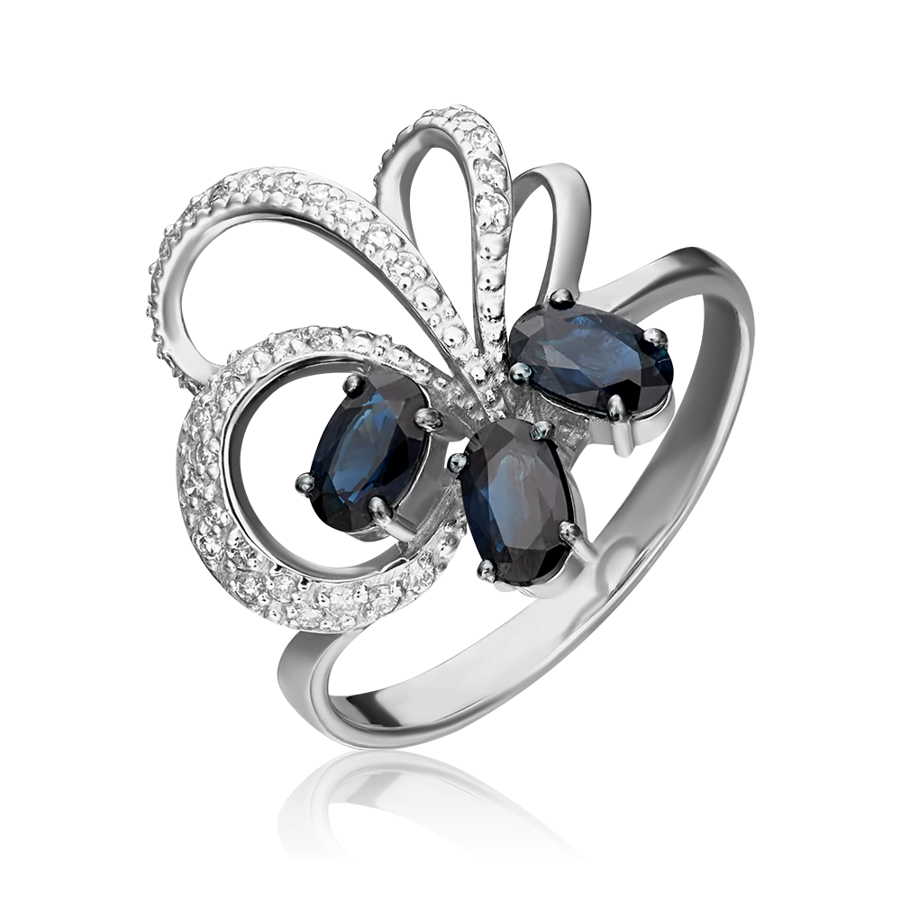 Кольцо из белого золота с сапфирами и бриллиантами 01-1371-00-105-1120-30