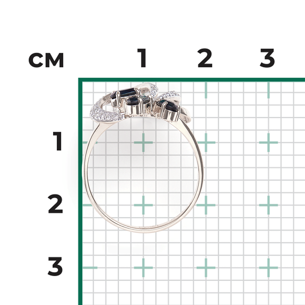 Кольцо из белого золота с сапфирами и бриллиантами 01-1371-00-105-1120-30