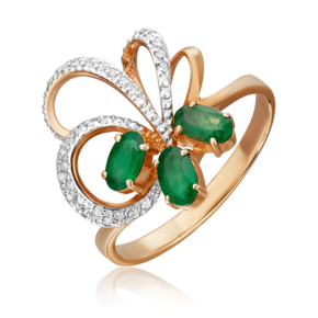 Кольцо из красного золота с изумрудами и бриллиантами 01-1370-00-106-1110-30