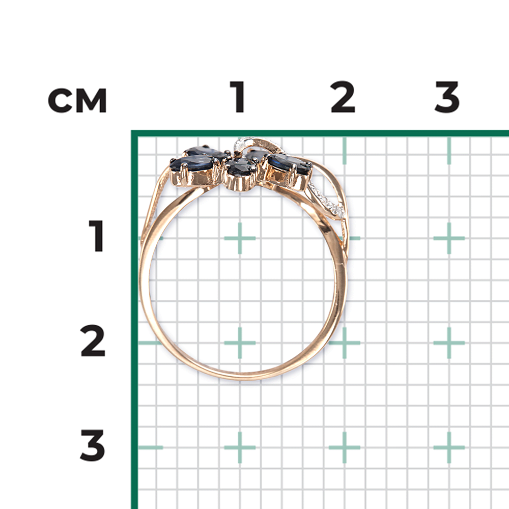Кольцо из красного золота с сапфирами и бриллиантами 01-1372-00-105-1110-30