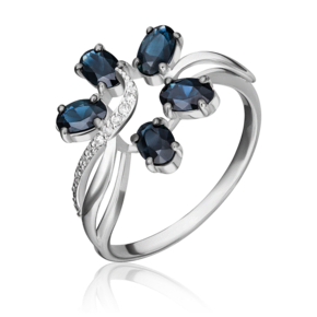 Кольцо из белого золота с сапфирами и бриллиантами 01-1373-00-105-1120-30