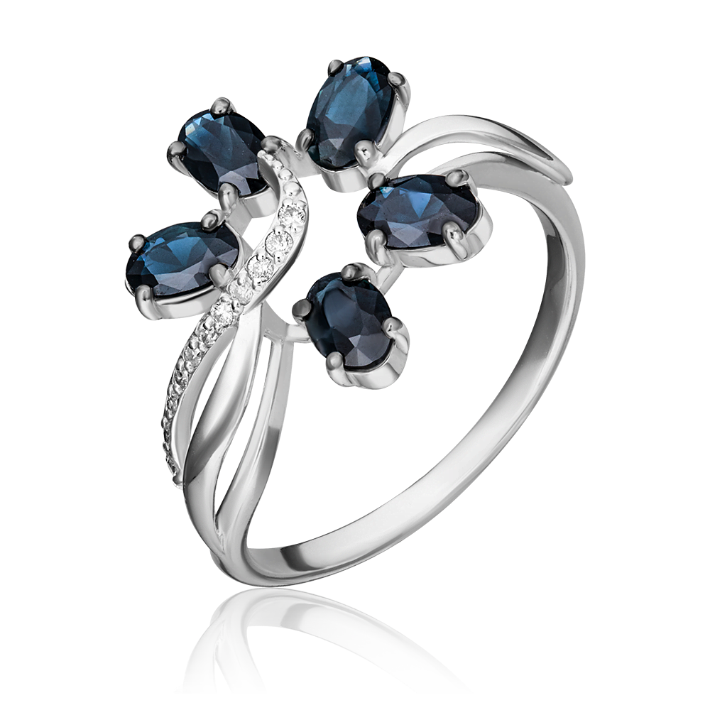 Кольцо из белого золота с сапфирами и бриллиантами 01-1373-00-105-1120-30