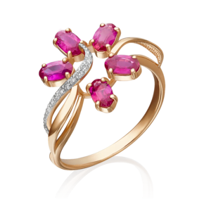 Кольцо из красного золота с рубинами и бриллиантами 01-1372-00-107-1110-30