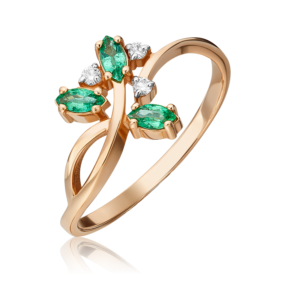Кольцо из красного золота с изумрудами и бриллиантами 01-0737-00-106-1110-30
