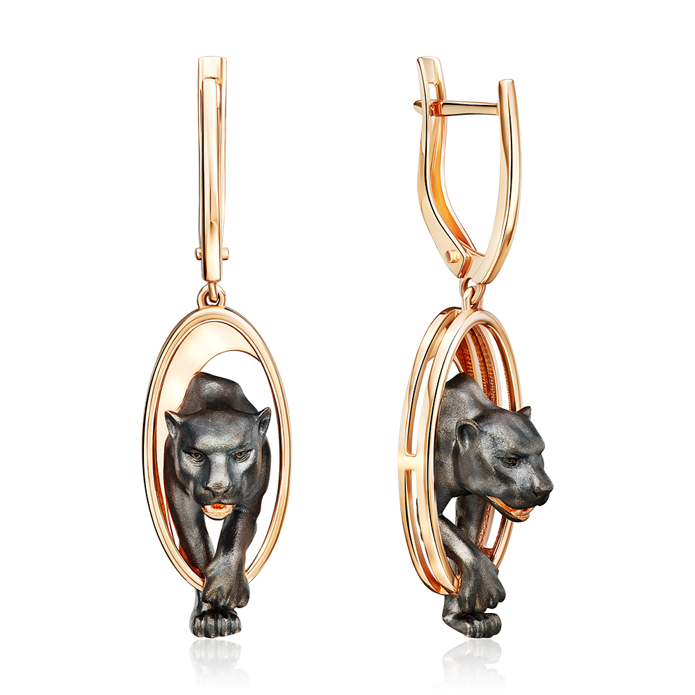 Серьги «Королевы саванны» с английским замком из красного золота 02-5302-00-000-1110