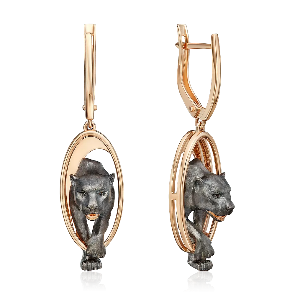 Серьги «Королевы саванны» с английским замком из красного золота 02-5302-00-000-1110