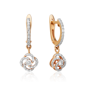 Серьги с английским замком из красного золота с бриллиантами 02-0834-00-101-1110-30