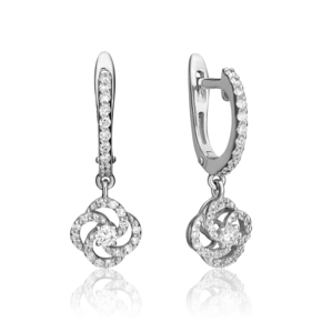 Серьги с английским замком из белого золота с бриллиантами 02-0835-00-101-1120-30