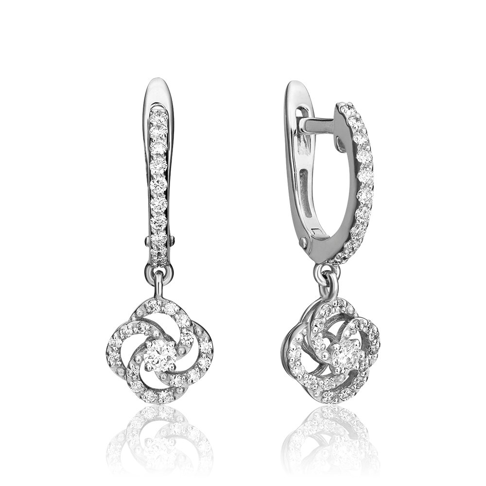 Серьги с английским замком из белого золота с бриллиантами 02-0835-00-101-1120-30