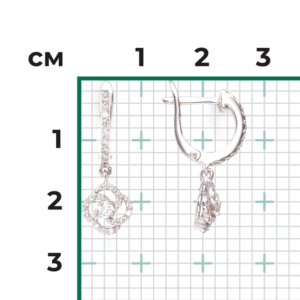 Серьги с английским замком из белого золота с бриллиантами 02-0835-00-101-1120-30