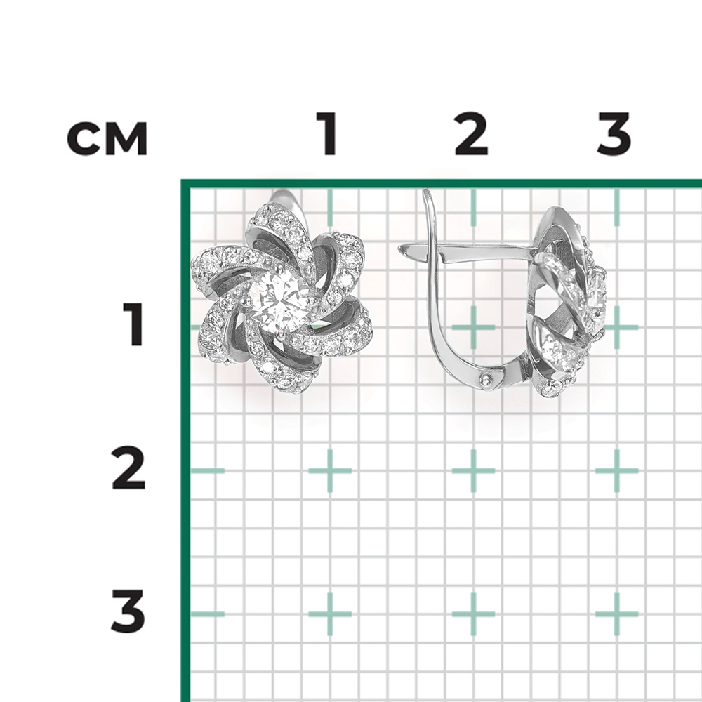 Серьги с английским замком из белого золота с бриллиантами 02-0837-00-101-1120-30
