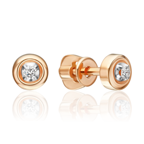 Серьги-пусеты из красного золота с бриллиантом 02-5610-00-101-1110