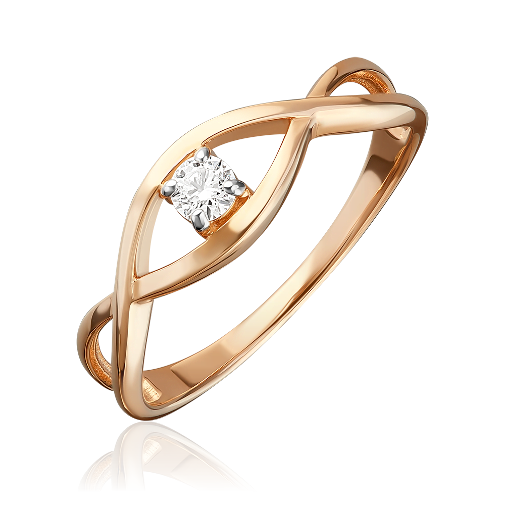 Кольцо из красного золота с бриллиантом 01-0632-00-101-1110-30