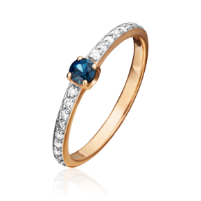 Кольцо из красного золота с сапфиром и бриллиантами 01-0638-00-105-1110-30
