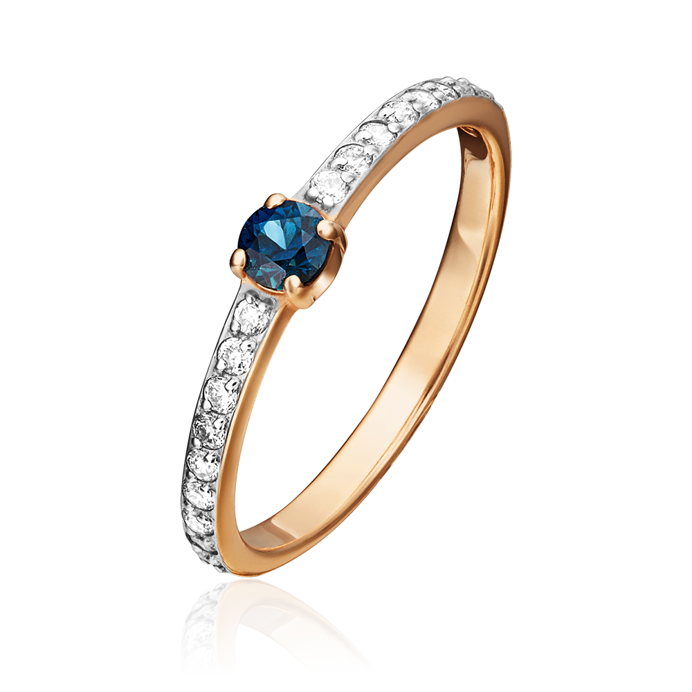 Кольцо из красного золота с сапфиром и бриллиантами 01-0638-00-105-1110-30