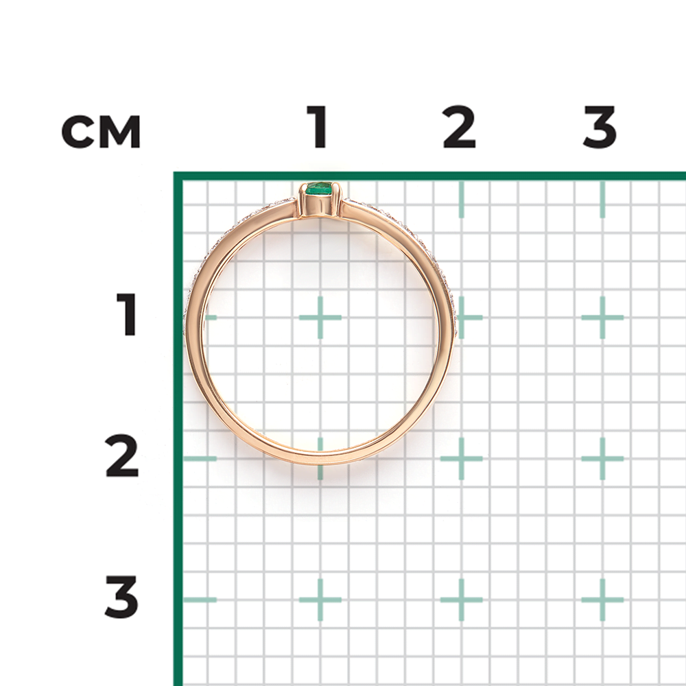 Кольцо из красного золота с изумрудом и бриллиантами 01-0638-00-106-1110-30