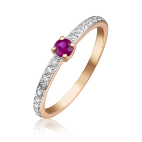 Кольцо из красного золота с рубином и бриллиантами 01-0638-00-107-1110-30