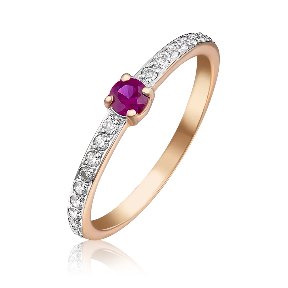 Кольцо из красного золота с рубином и бриллиантами 01-0638-00-107-1110-30