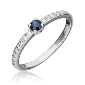 Кольцо из белого золота с сапфиром и бриллиантами 01-0639-00-105-1120-30