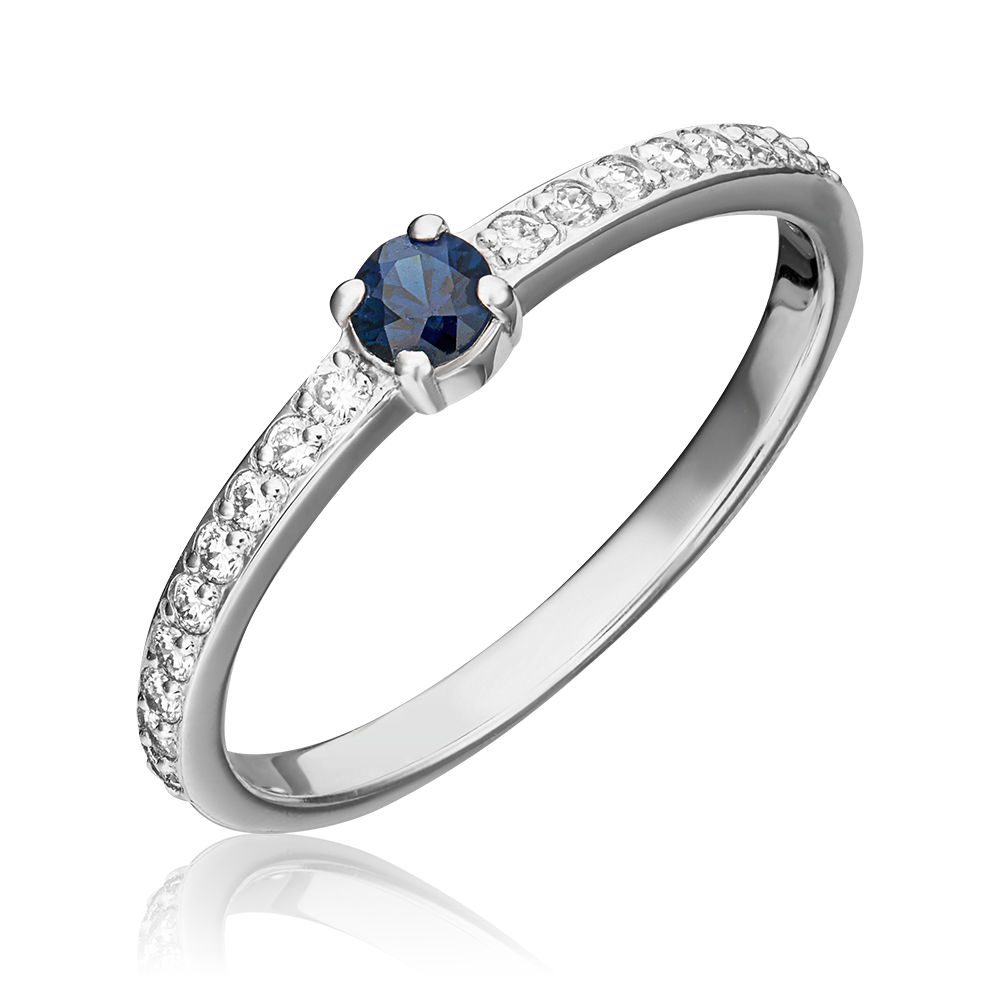 Кольцо из белого золота с сапфиром и бриллиантами 01-0639-00-105-1120-30
