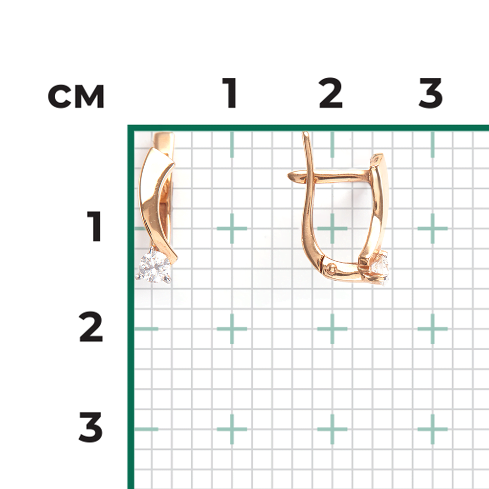 Серьги с английским замком из красного золота с бриллиантом 02-0315-00-101-1110-30