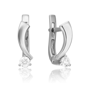 Серьги с английским замком из белого золота с бриллиантом 02-0316-00-101-1120-30