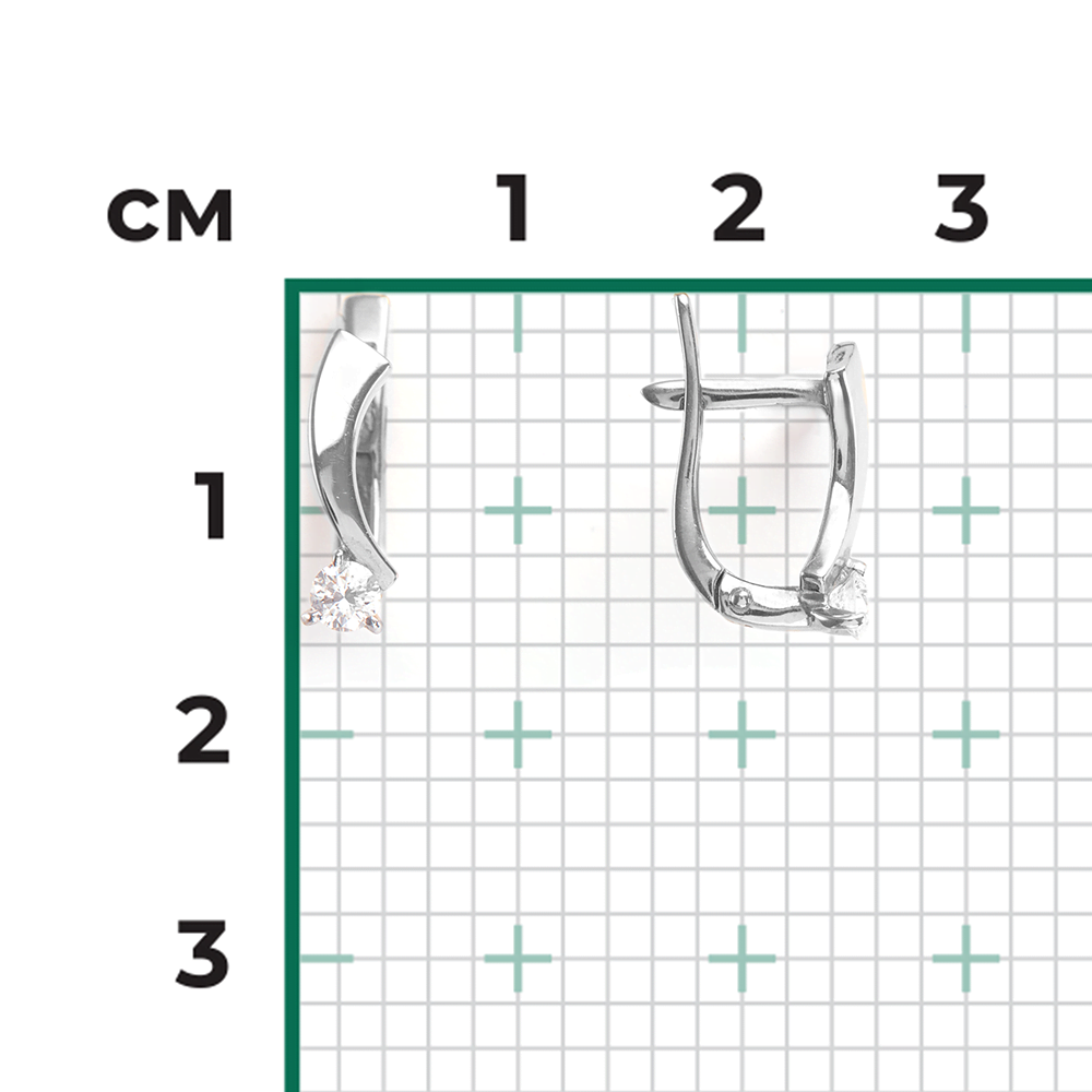Серьги с английским замком из белого золота с бриллиантом 02-0316-00-101-1120-30