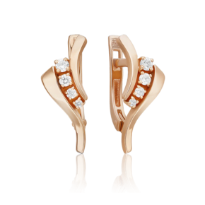 Серьги с английским замком из красного золота с бриллиантами 02-0317-00-101-1110-30