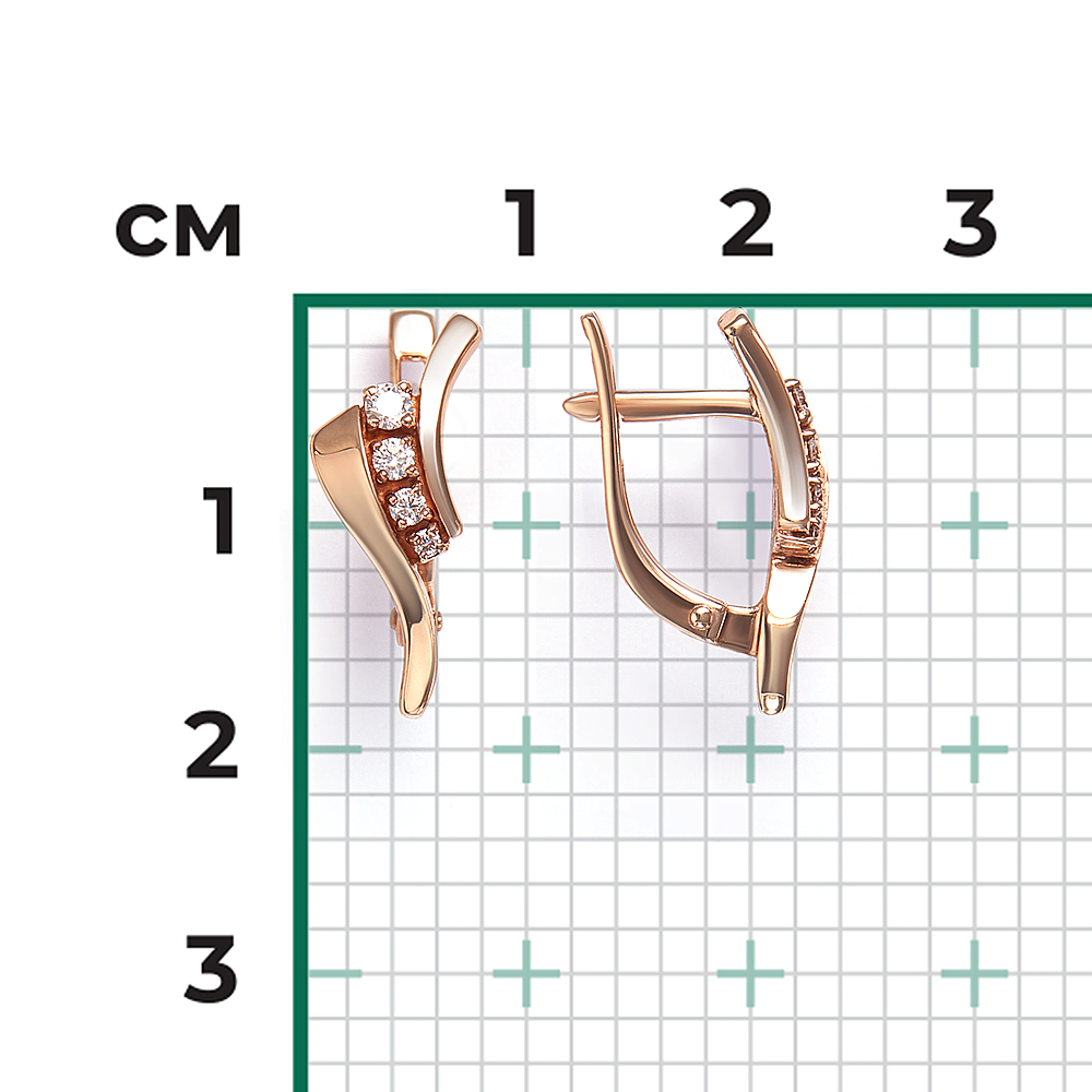 Серьги с английским замком из красного золота с бриллиантами 02-0317-00-101-1110-30