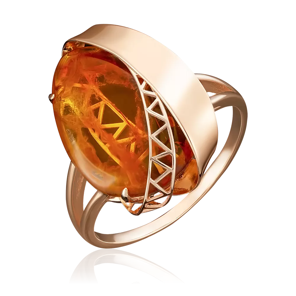 Кольцо из красного золота с янтарём 01-4920-00-271-1110-46
