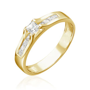 Кольцо из лимонного золота с фианитами 01-4943-00-401-1130