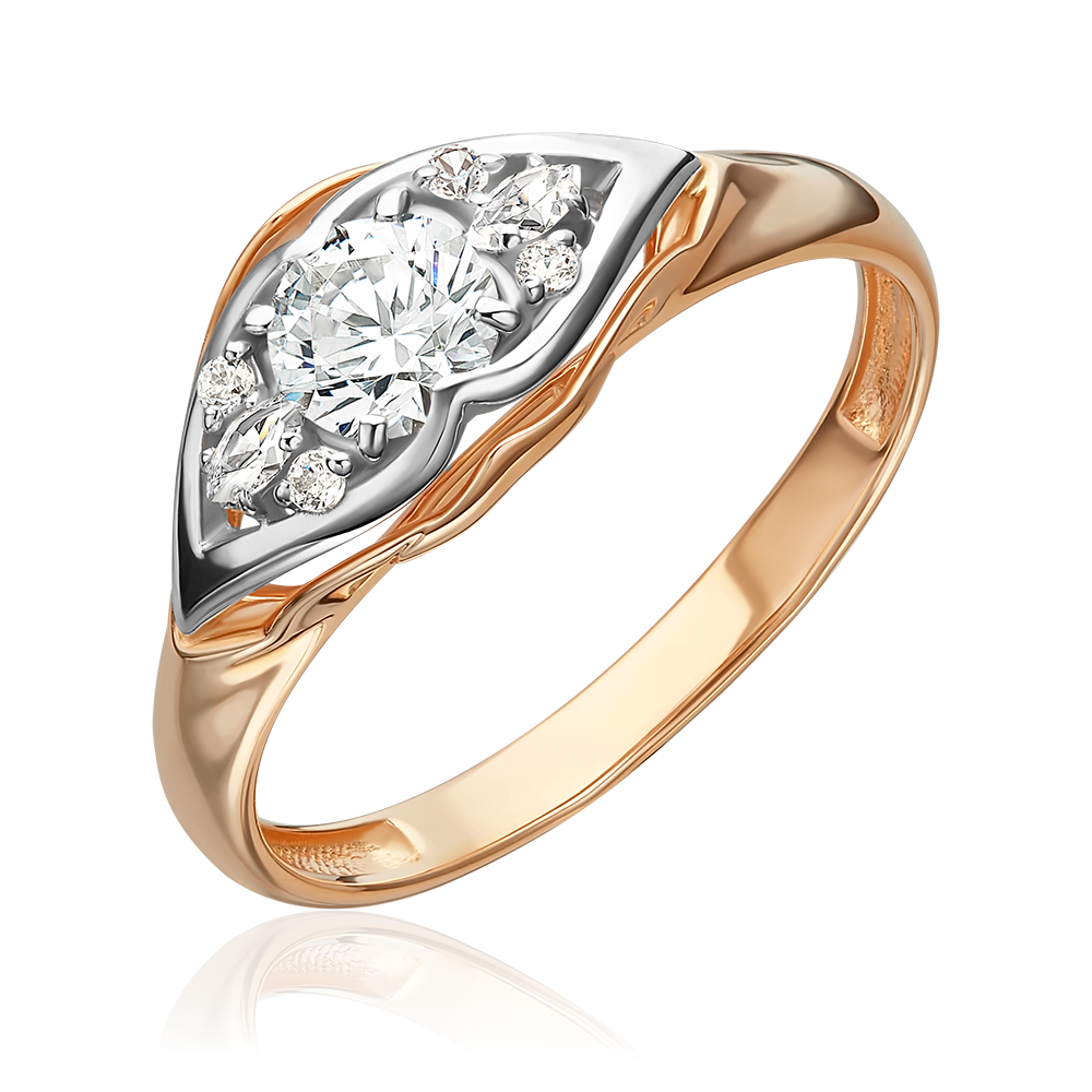 Кольцо из комбинированного золота с фианитами 01-4944-00-501-1111-38