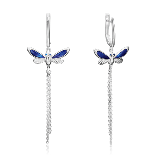 Серьги «Стрекозы» с английским замком из серебра с эмалью 02-4670-01-000-0200-71