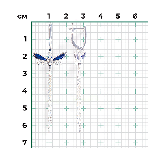 Серьги «Стрекозы» с английским замком из серебра с эмалью 02-4670-01-000-0200-71