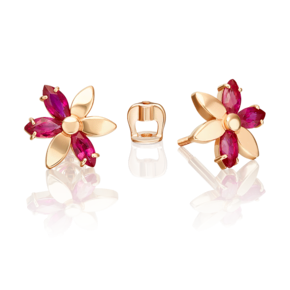 Серьги-пусеты из красного золота с рубинами 02-5490-00-104-1110