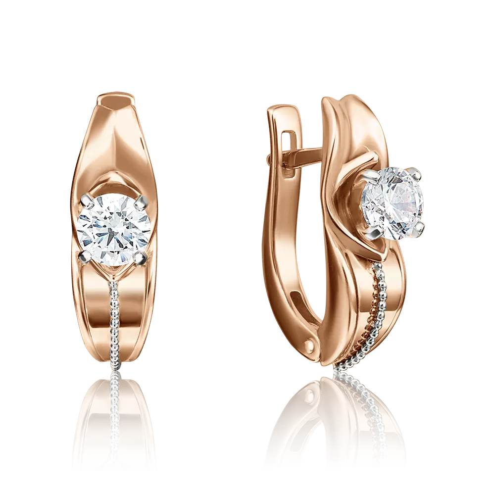 Серьги с английским замком из комбинированного золота с бриллиантом 02-4283-00-101-1111-30