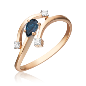 Кольцо из красного золота с сапфиром и бриллиантами 01-0767-00-105-1110-30