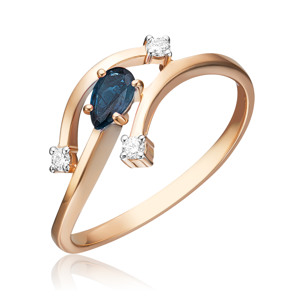 Кольцо из красного золота с сапфиром и бриллиантами 01-0767-00-105-1110-30